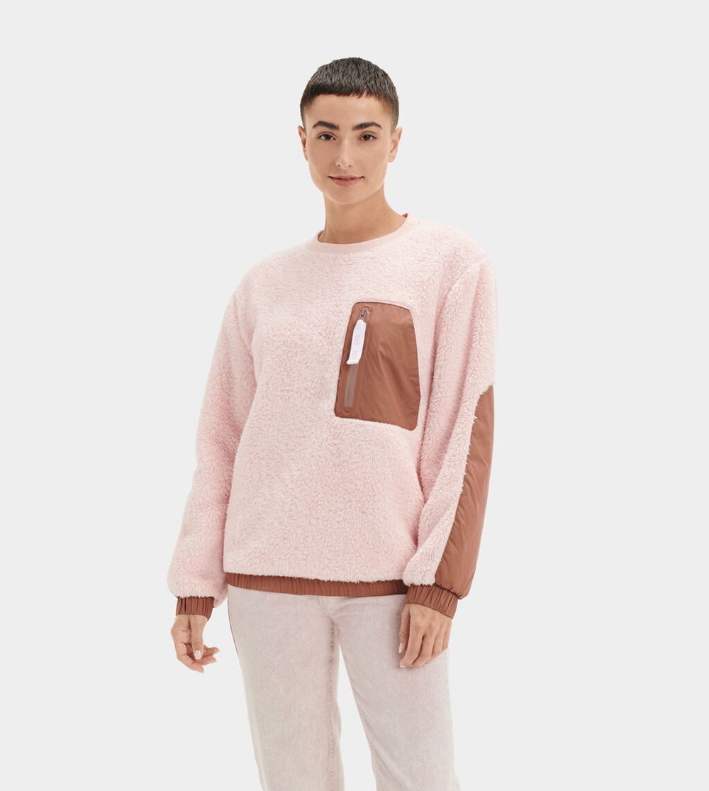 Ugg Niko Sherpa Crewneck - Womens Pullover - Pink - NZ (9473IJDBW)